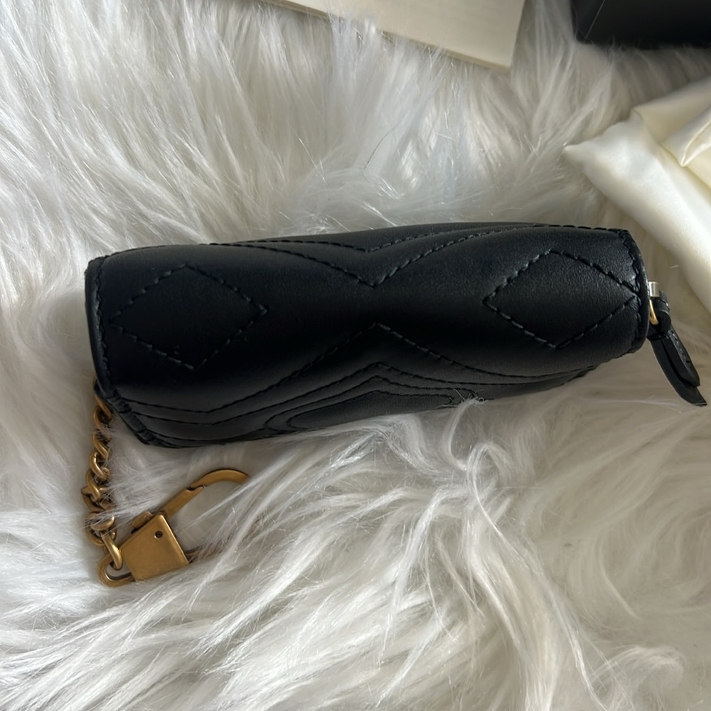 🆕GUCCI Calfskin Matelasse GG Marmont Coin Purse/Key Case Black - Picture 5 of 6